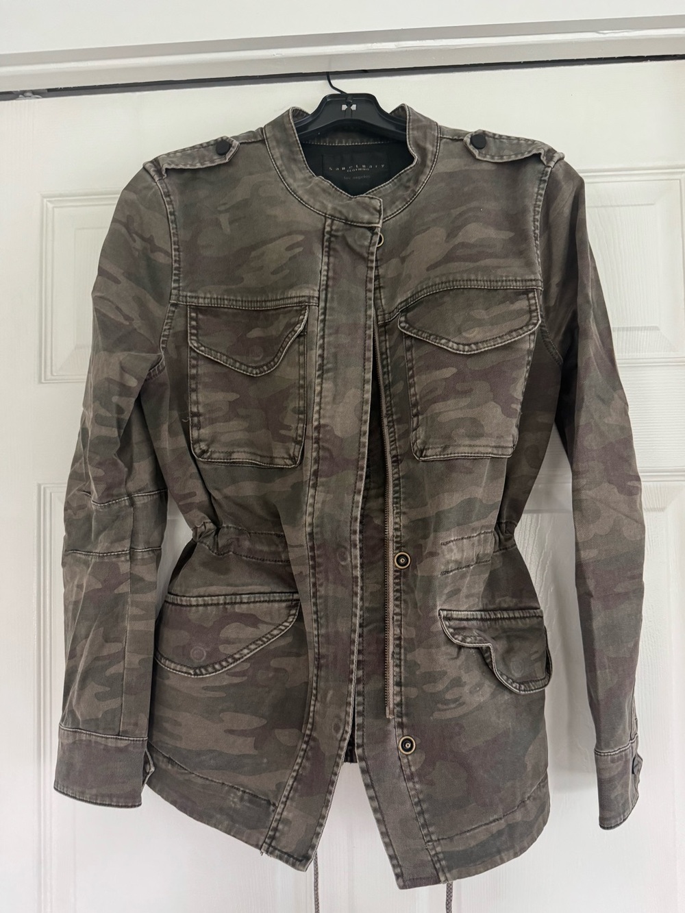 Sanctuary Camo Military Utility Jacket Cinch Waist Size S